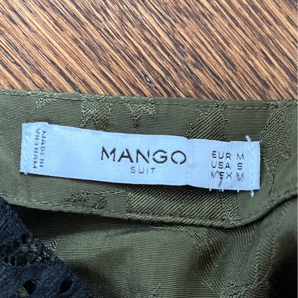 OLIVE GREEN MANGO CAMISOLE WITH BLACK LACE - Picture 8 of 8